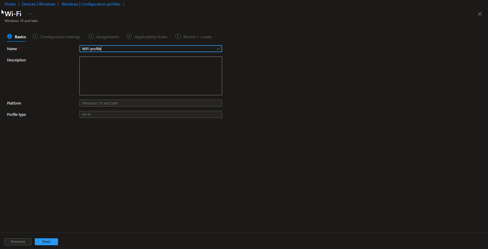 Configuring Wi-Fi profile settings in Intune